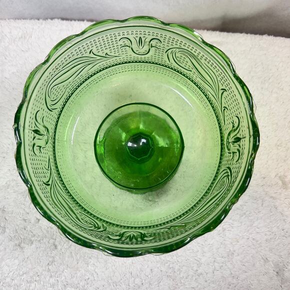 EO Brody M6000 Emerald Green Glass Vintage Compote Pedestal Candy Dish Cleveland - Picture 14 of 15